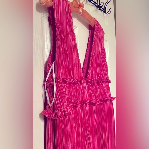 Lulus Pink Pleated Maxi Romper Dress (XL, NWT) - Picture 4 of 12